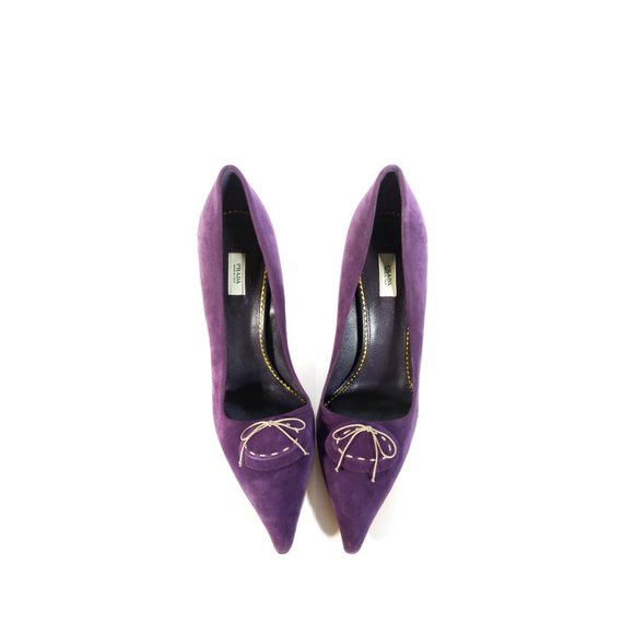 PRADA SHOES Womens 37 PURPLE Suede Pumps Heels Size 7 - Picture 4 of 10